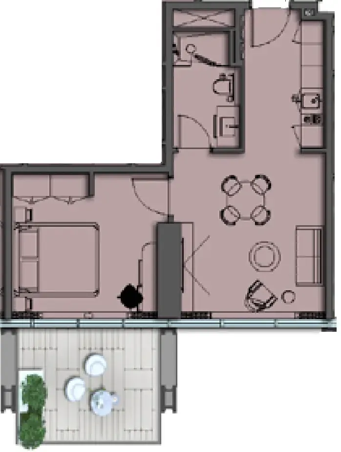 The Symphony by Imtiaz 1 bed floor plan, 696 sqft