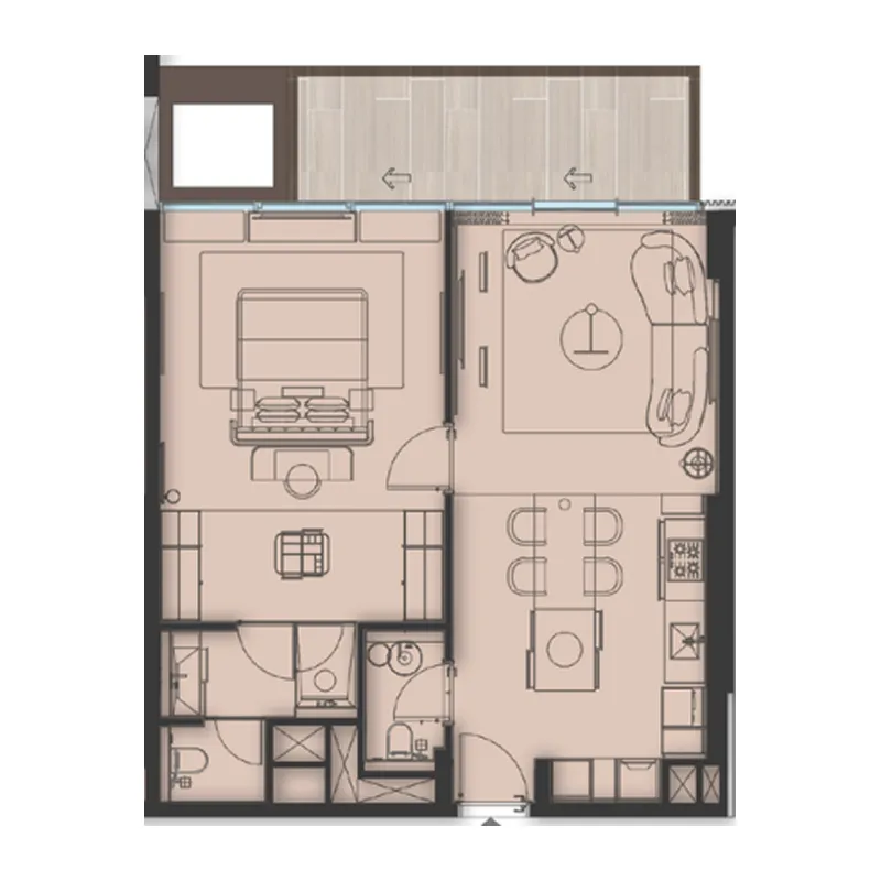 Sea Cliff by Imtiaz 1 bed floor plan, 913 – 914 sqft
