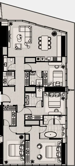 Iconic Tower 4 bed floor plan, 2,523 sqft