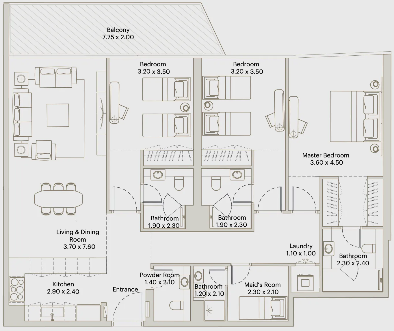 Eleve 3 bed floor plan, 1,697 sqft