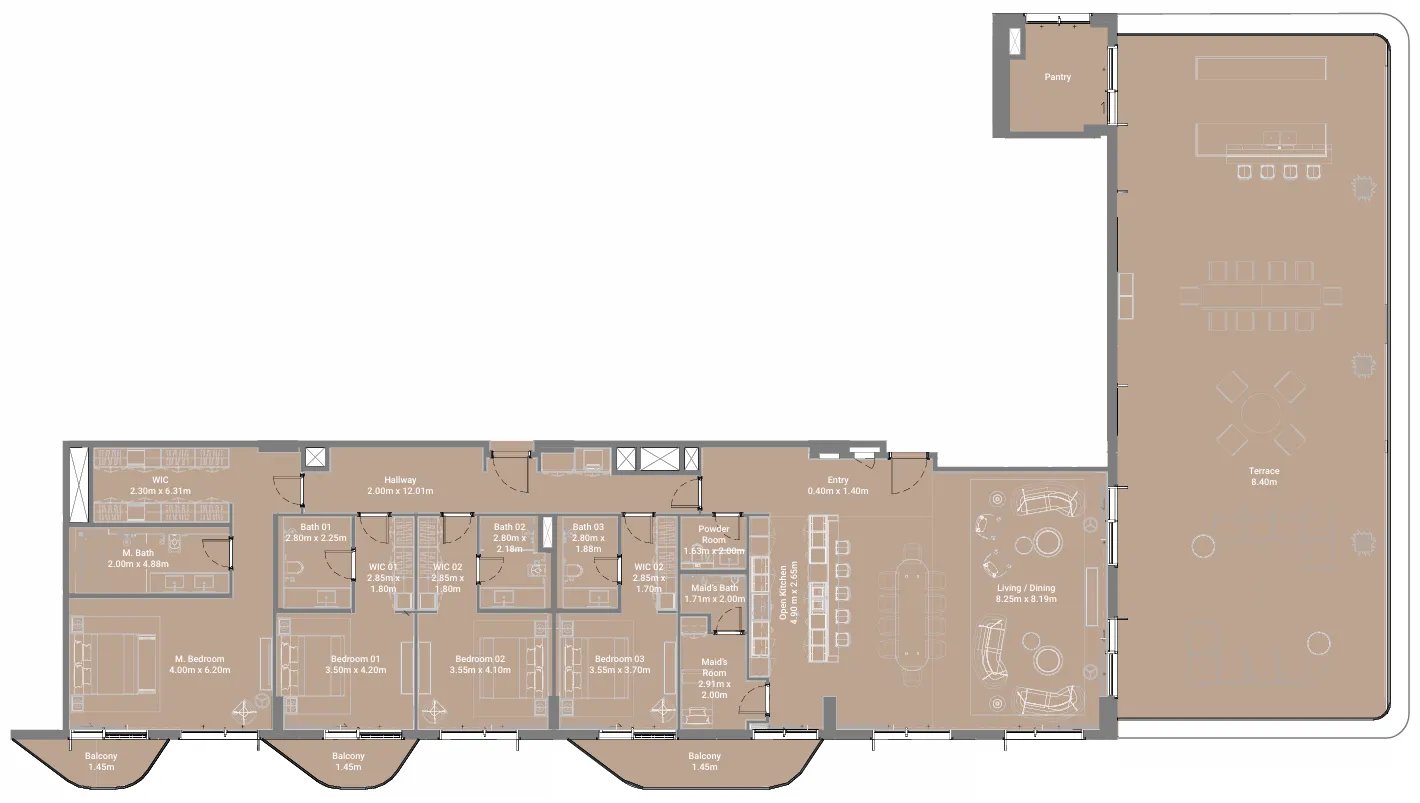 Takaya 4 bed floor plan, 5,116 sqft
