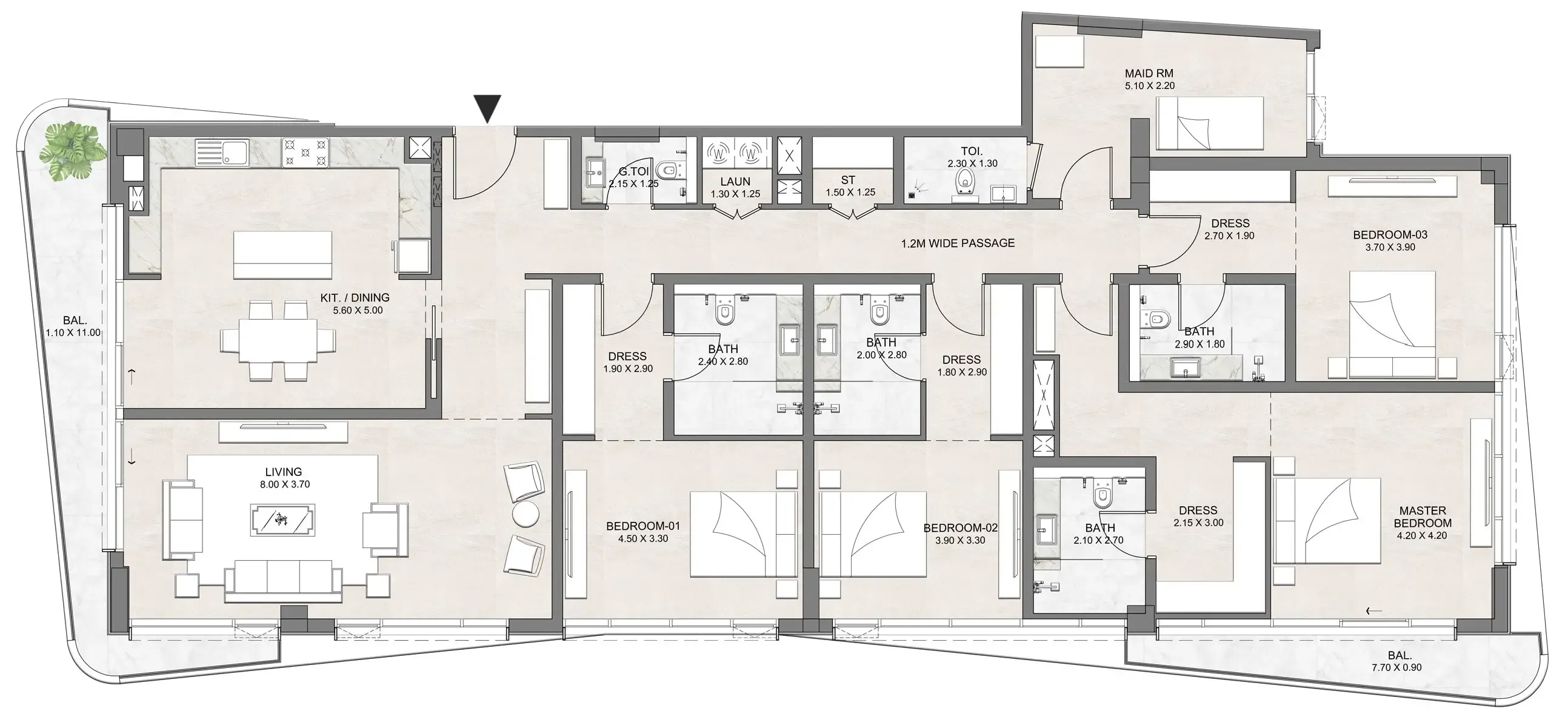 Luzora Residence 4 bed floor plan, 2,874 sqft