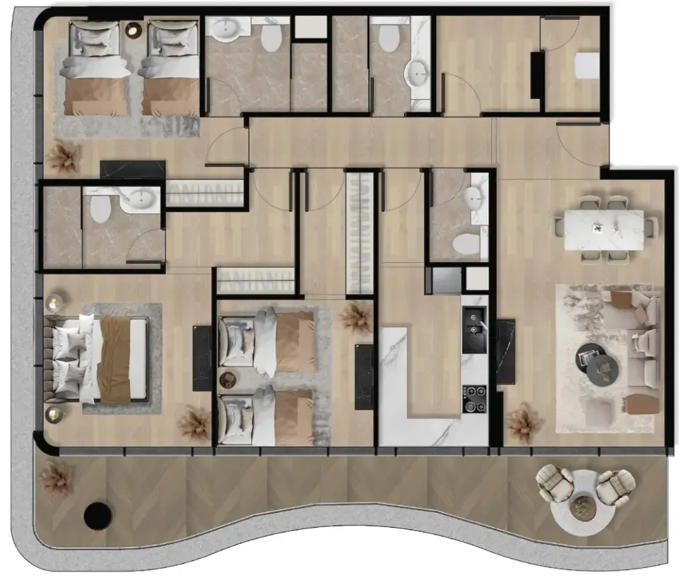 Orvessa Residences 3 bed floor plan, 1,608 sqft