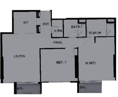 Altai Tower 2 bed floor plan, 1,023 sqft