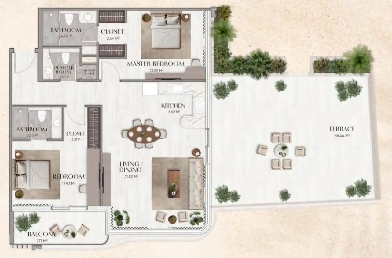Urban Horizon 2 bed floor plan, 1,697 sqft