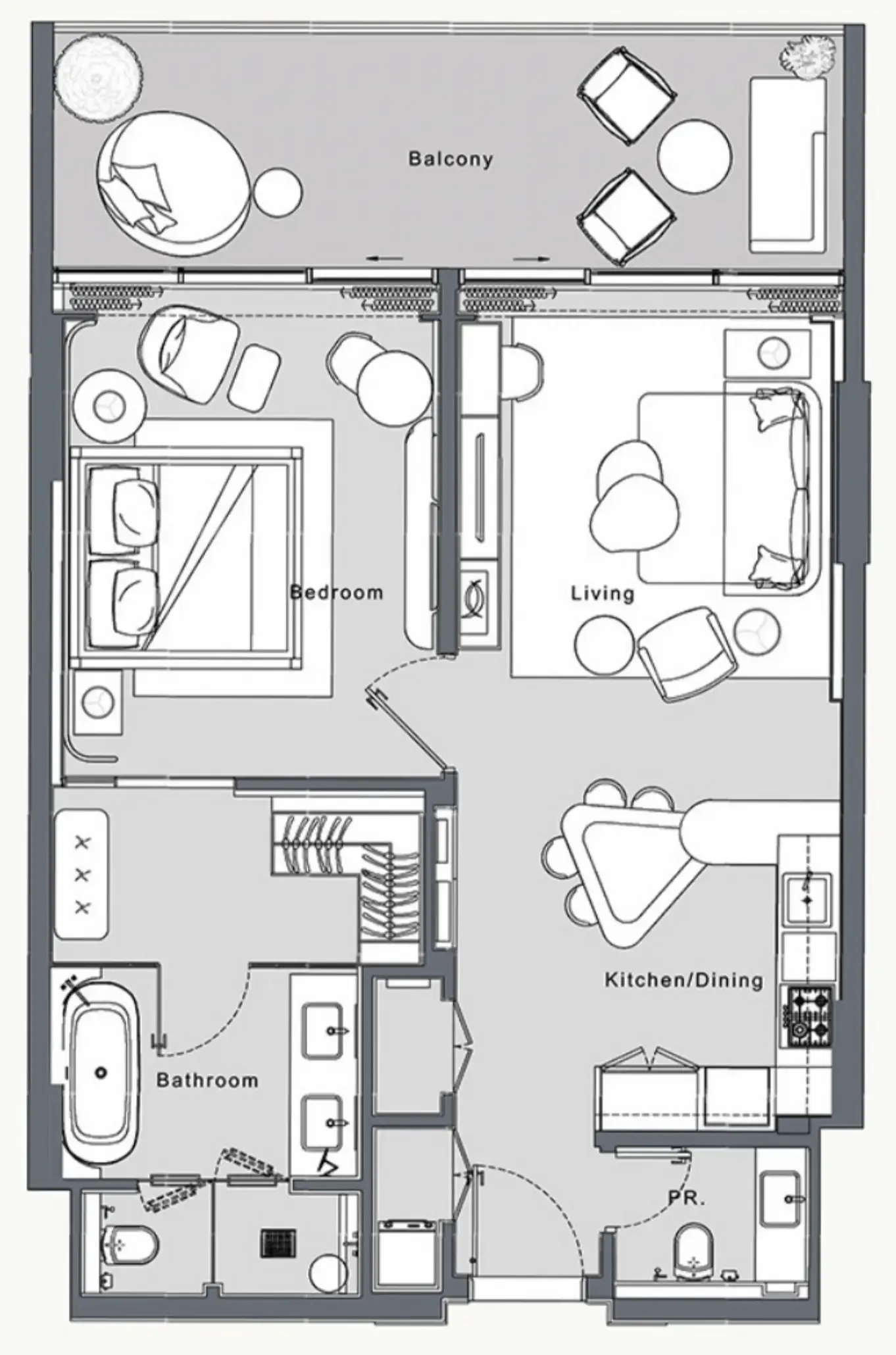 JW Marriott Residences and Resort 1 bed floor plan, 959 sqft