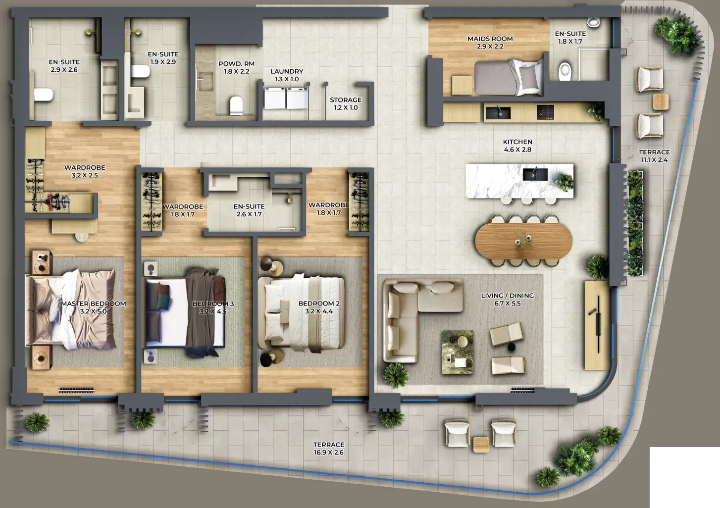 The Cape 3 bed floor plan, 2,680 sqft