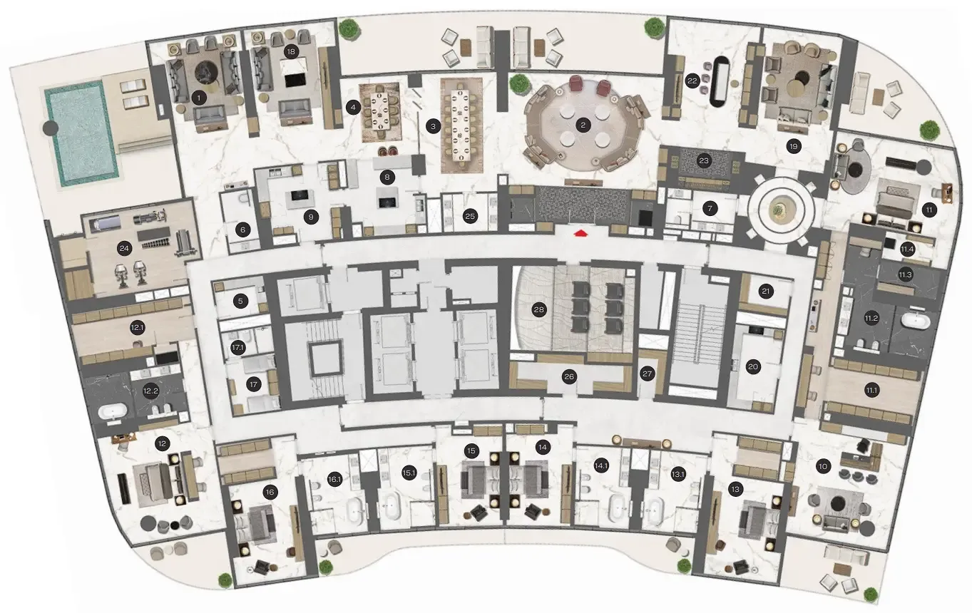 Sobha Seahaven 6 bed floor plan, 19,874 sqft