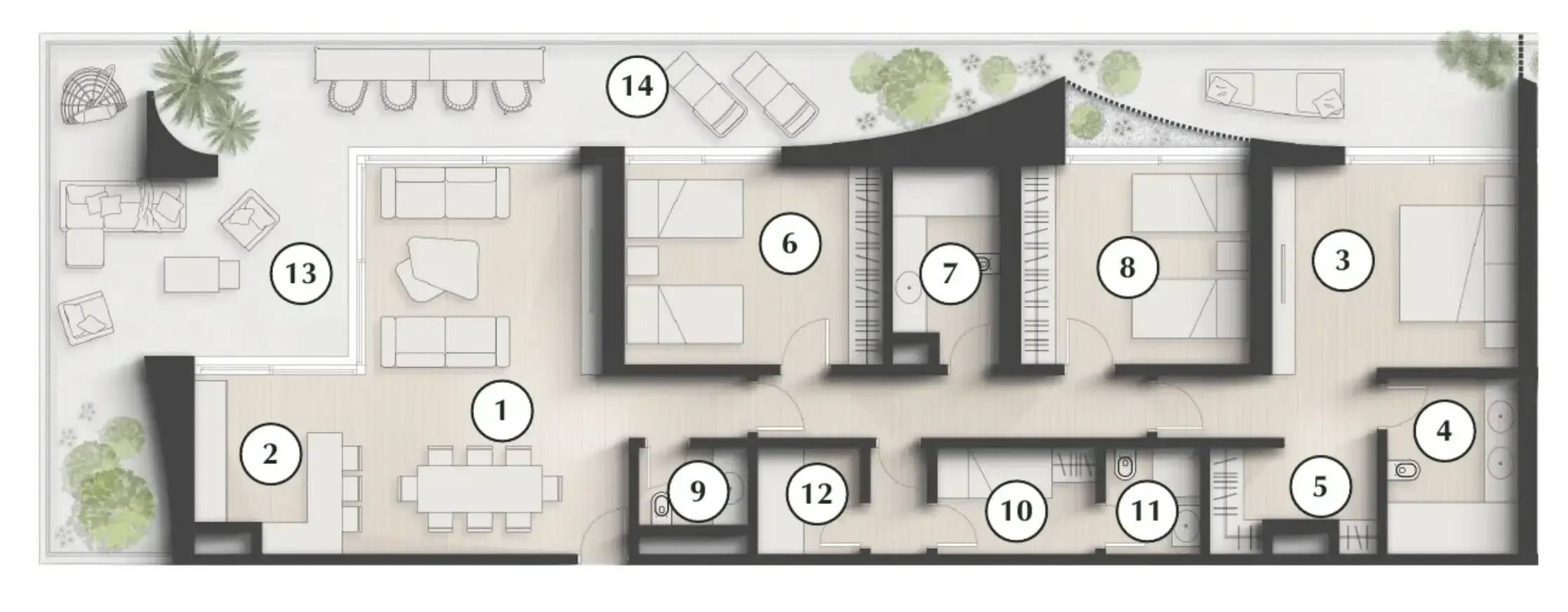 Lunaya Terraces 3 bed floor plan, 2,490 sqft