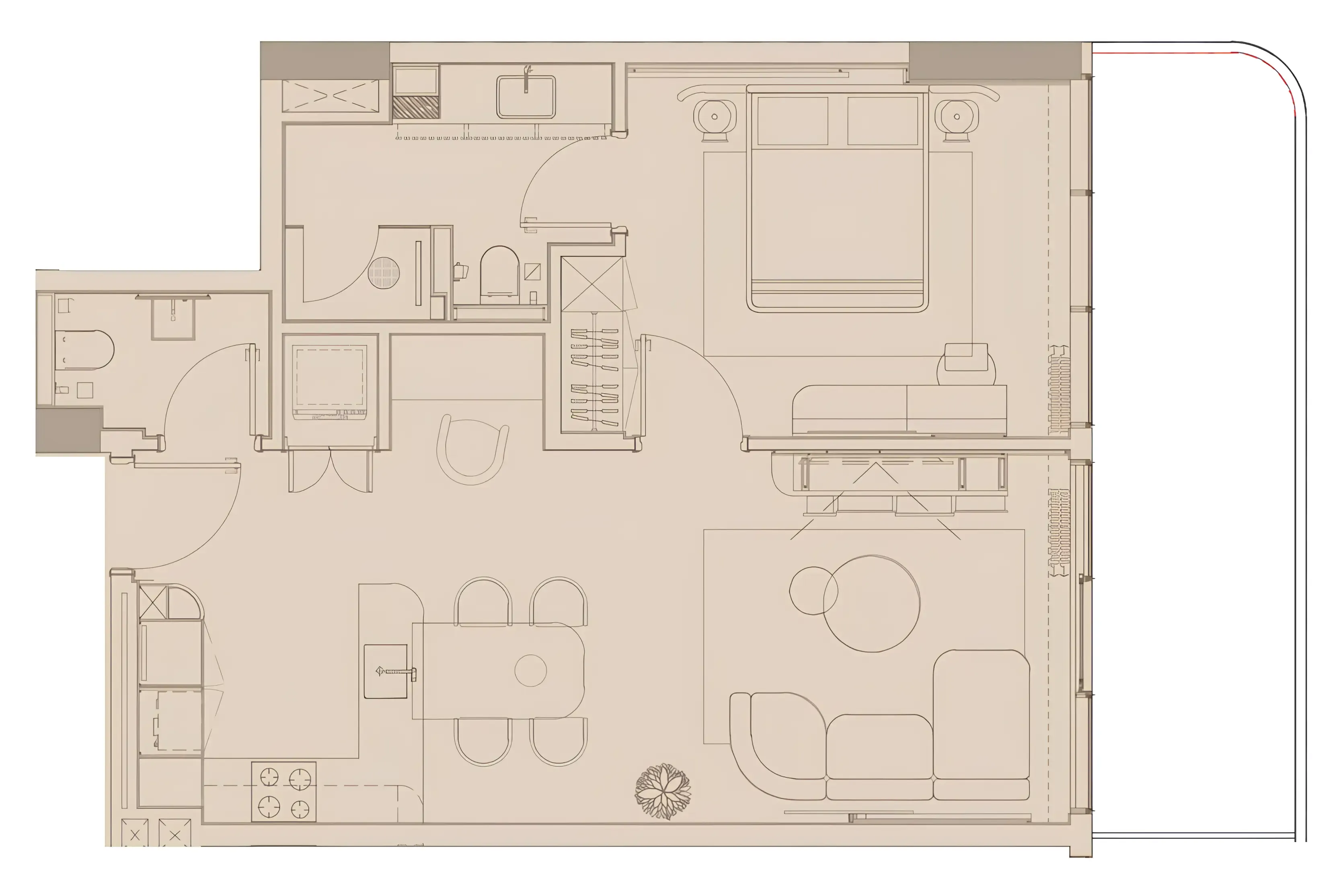 Pearl House IV 1 bed floor plan, 808 – 851 sqft