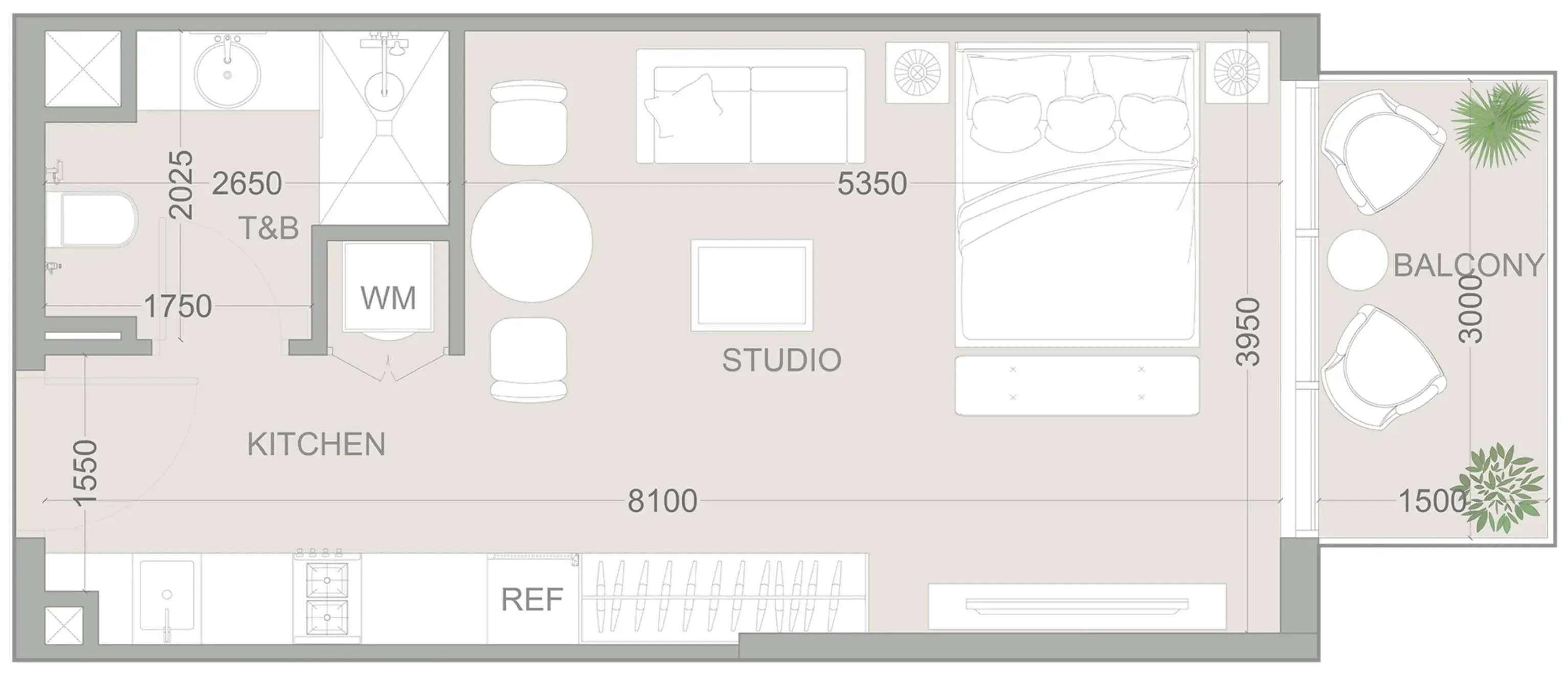 1WOOD Residence 2 Studio floor plan, 426 sqft