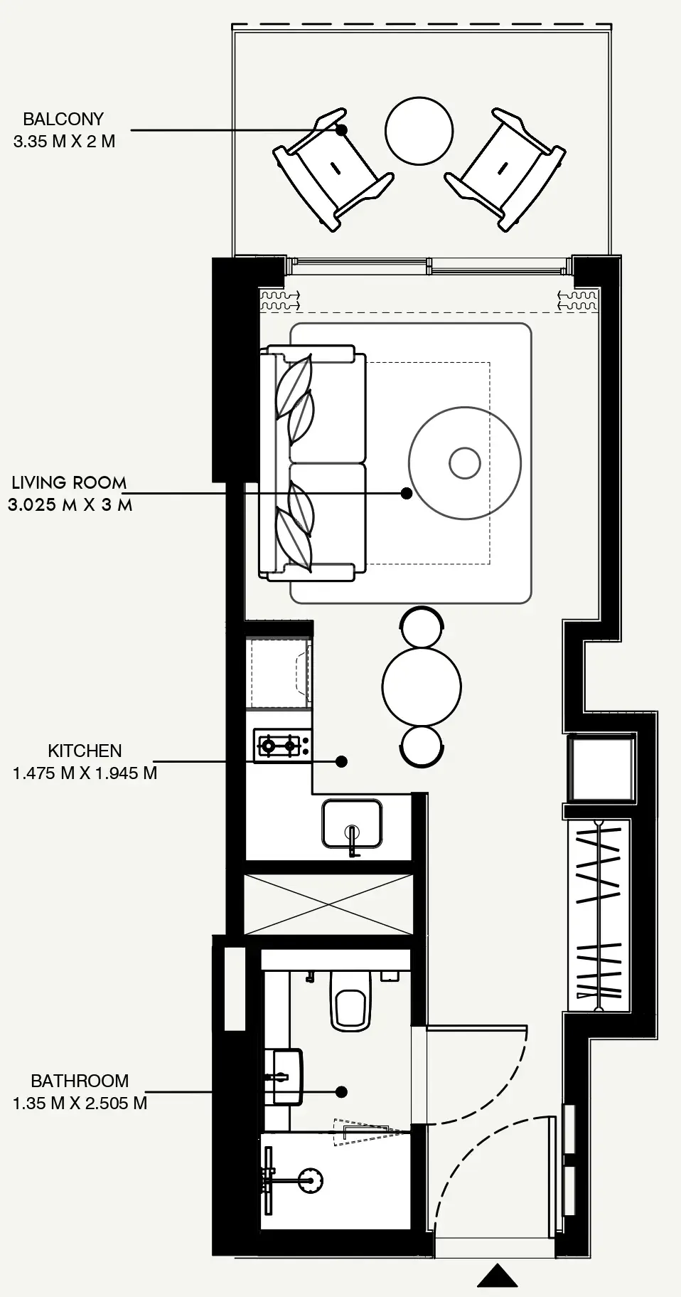Azizi Venice Studio floor plan, 360 sqft