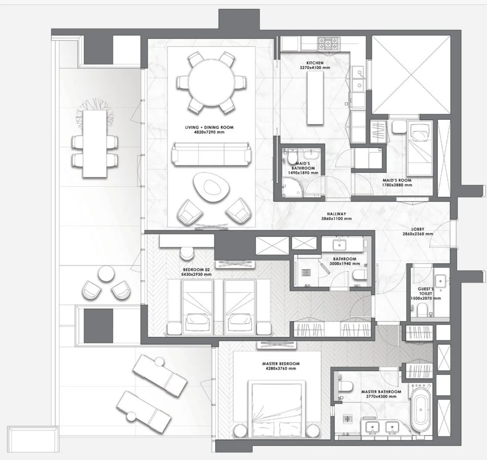 DaVinci 2 bed floor plan, 2,154 sqft
