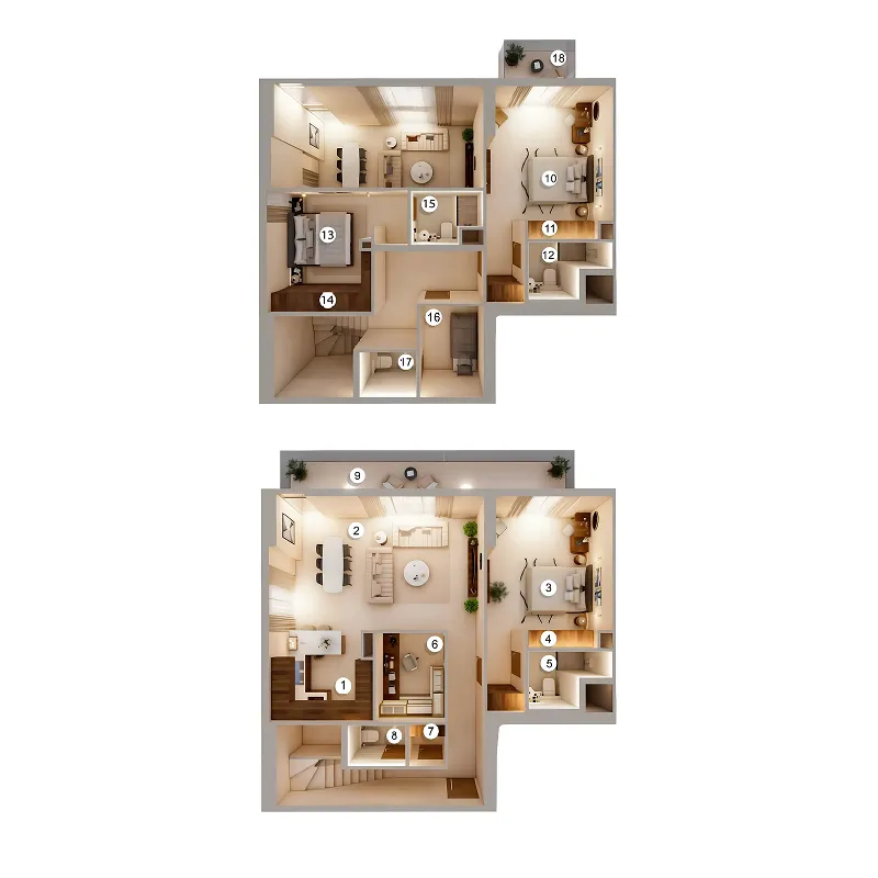 Q Gardens Loft 3 bed floor plan, 2,370 sqft