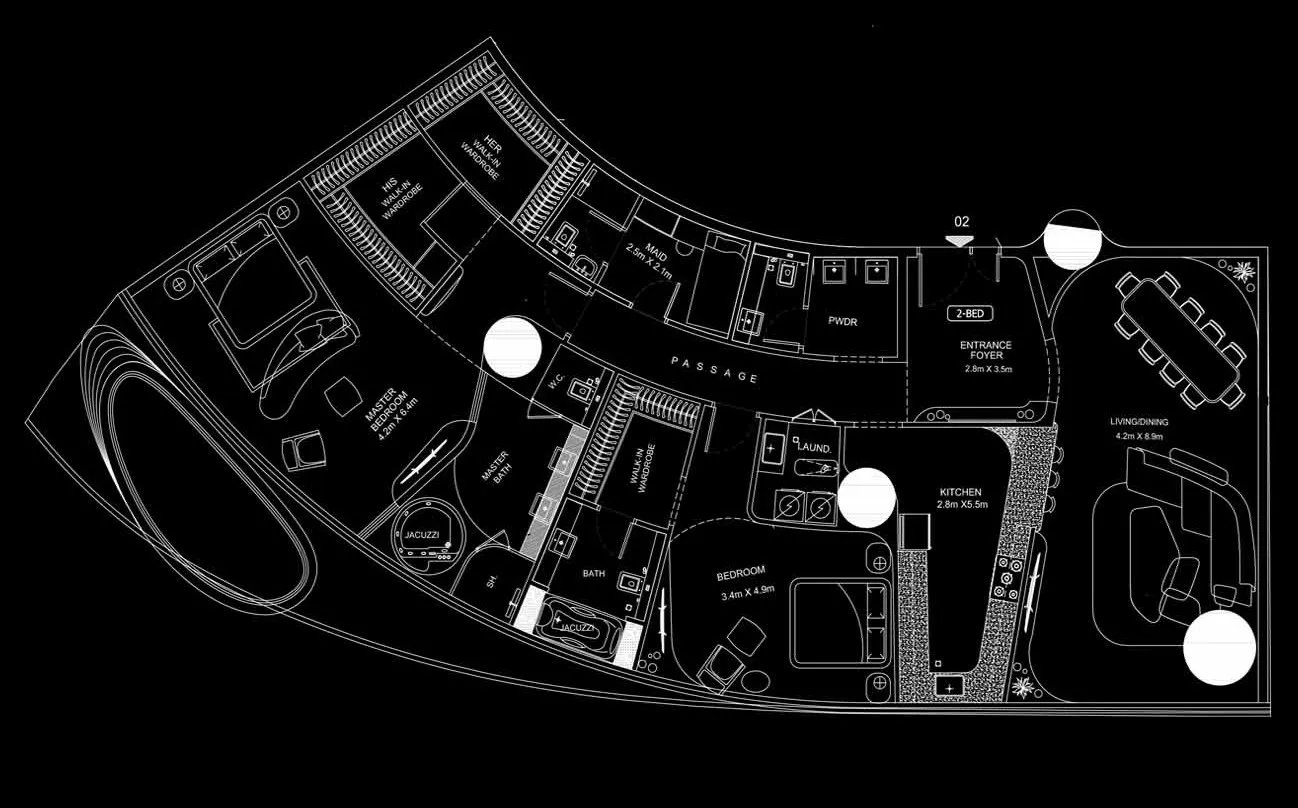Bugatti Residences by Binghatti 2 bed floor plan, 3,055 sqft