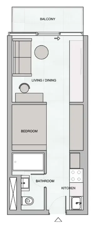 The Community JVT Studio floor plan, 323 sqft