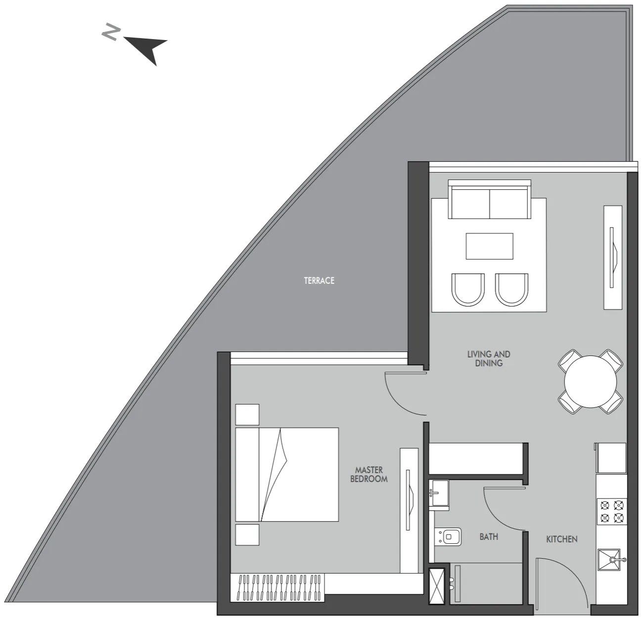 Golf Place 1 bed floor plan, 976 sqft