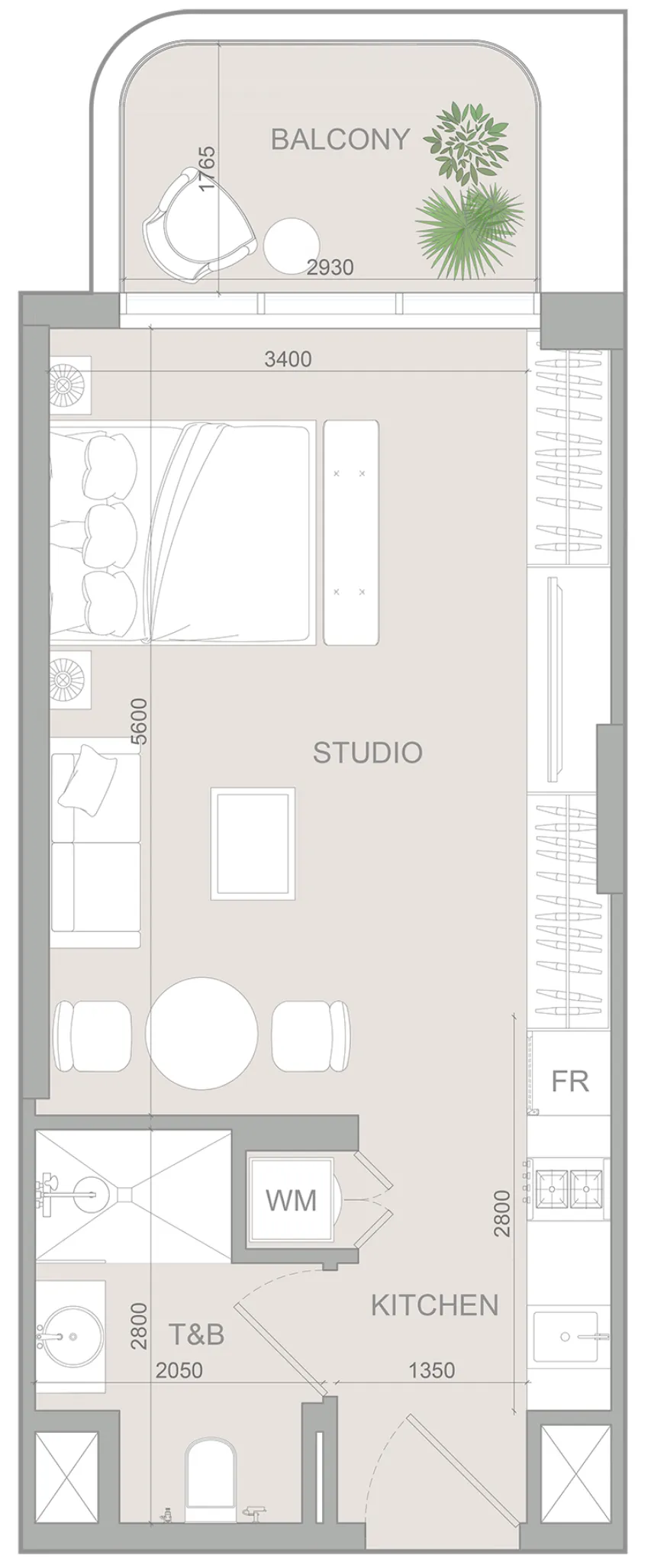 S1LV1ANA Park Studio floor plan, 452 sqft