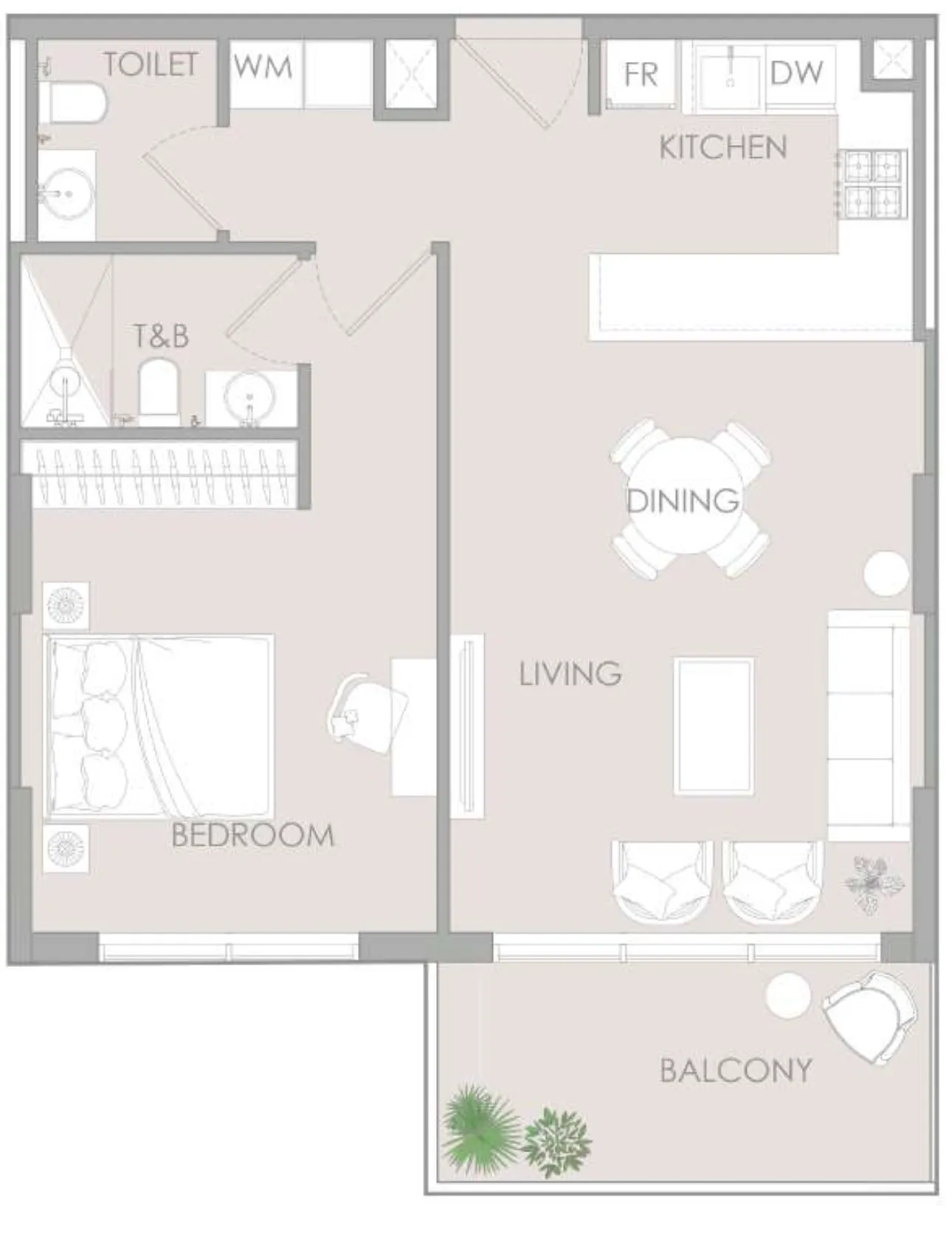 IR1DIAN Park 1 bed floor plan, 774 sqft