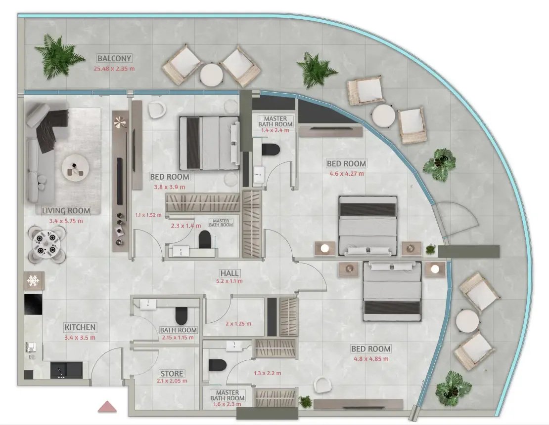 Sakura Gardens 3 bed floor plan, 2,061 sqft