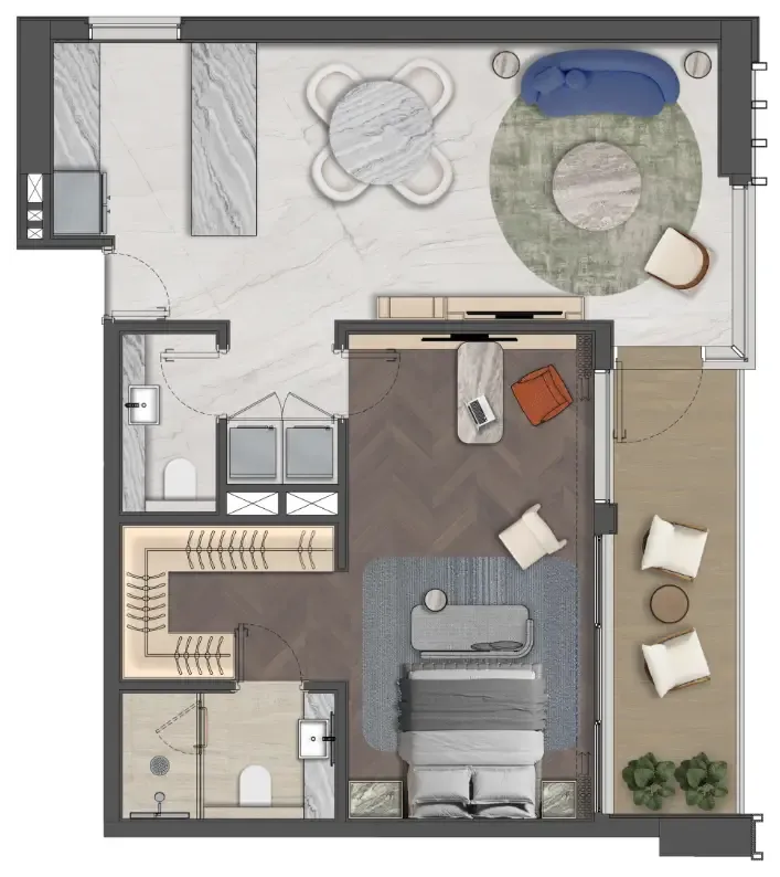 Mas Barsha Residency 1 bed floor plan, 944 sqft