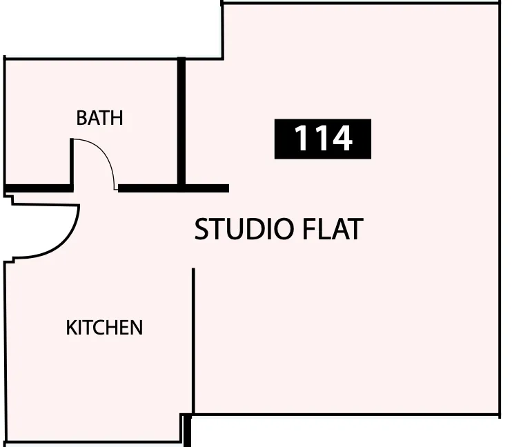 Paradise View 1 Studio floor plan, 429 sqft
