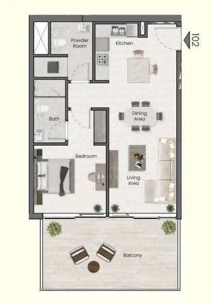 Saddlewood Park 1 bed floor plan, 799 sqft