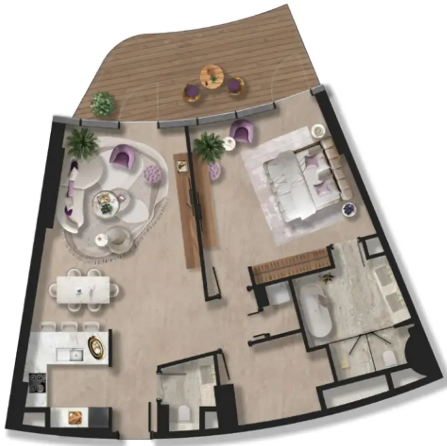 Taj Wellington Mews 1 bed floor plan, 1,248 sqft