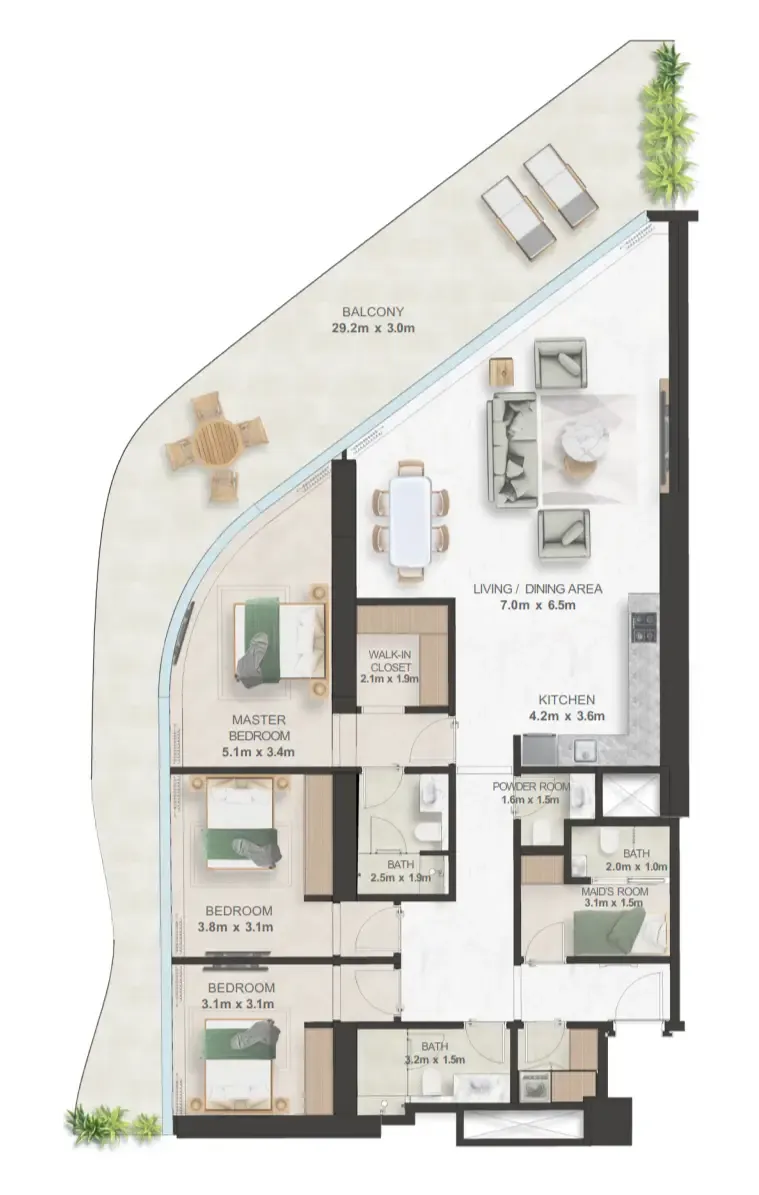 Oystra 3 bed floor plan, 2,417 sqft