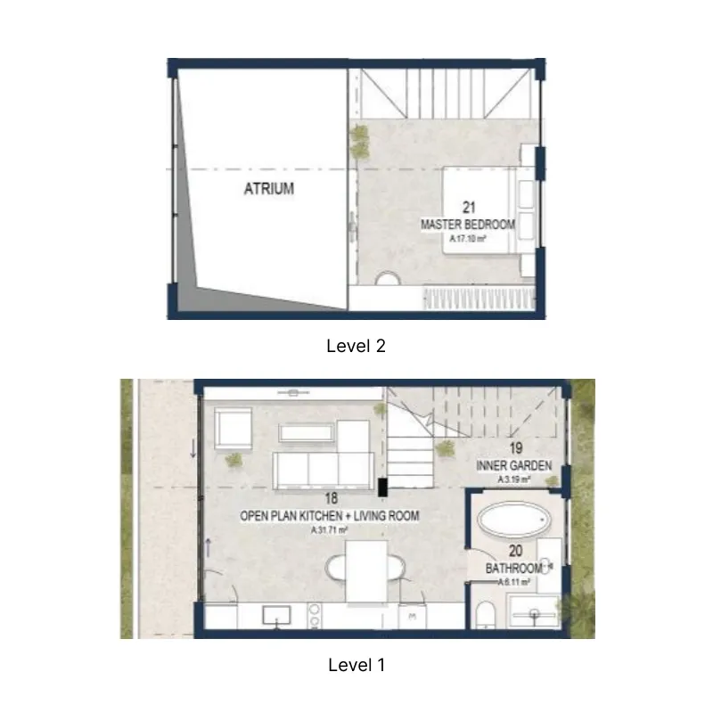 Sekar 1 bed floor plan, 625 sqft