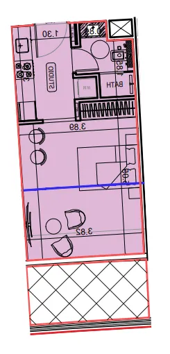 Binghatti Hillviews Studio floor plan, 446 sqft