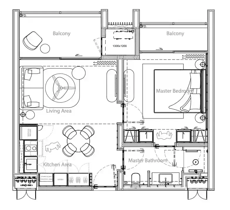 Gardens of Eden - Lake Residences 1 bed floor plan, 678 – 689 sqft