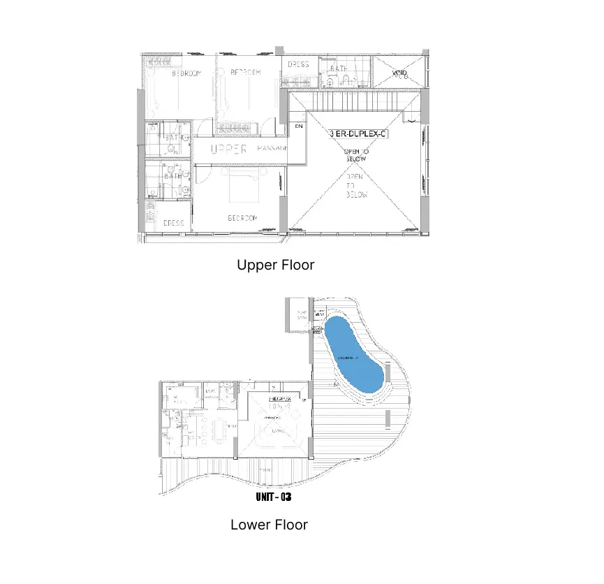 Chic Tower 1 bed floor plan, 975 sqft