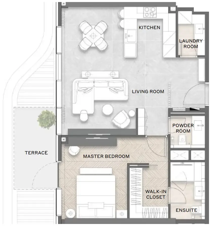 Avida Residences 1 bed floor plan, 814 – 816 sqft