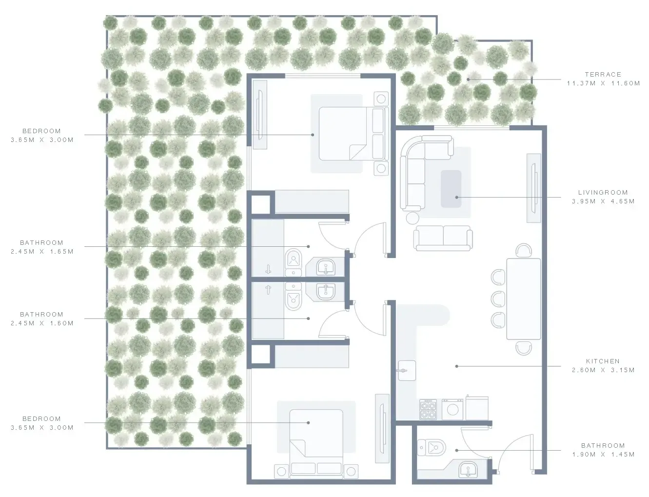Azizi Plaza 2 bed floor plan, 1,528 sqft