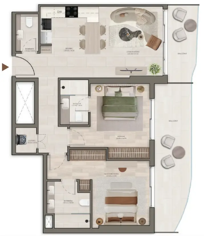 Stax 2 bed floor plan, 1,111 sqft