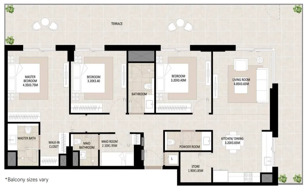 Odessa 3 bed floor plan, 1,583 – 2,070 sqft