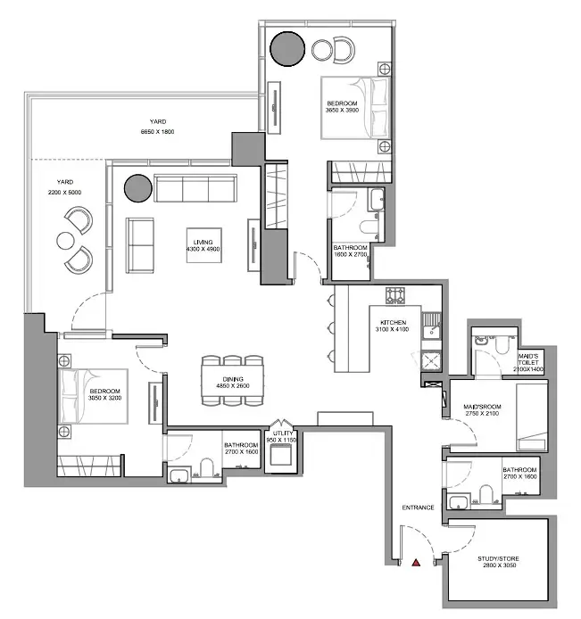 Skyscape 2 bed floor plan, 1,717 sqft