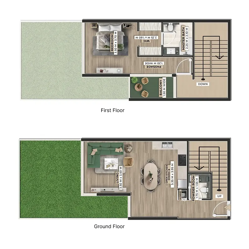 Firoza 1 bed floor plan, 1,456 sqft