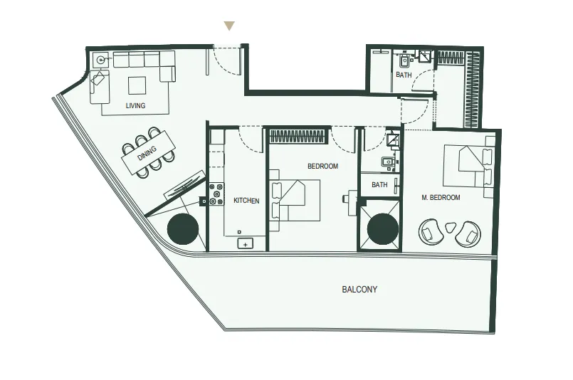 Binghatti Hills 2 bed floor plan, 1,509 sqft
