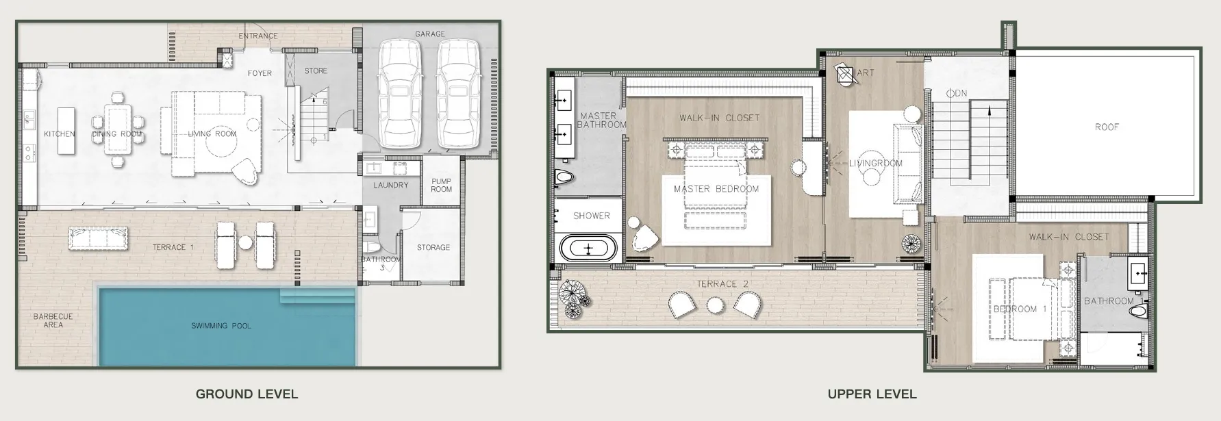 Ayana Soluna Villas 2 bed floor plan, 3,777 – 3,825 sqft