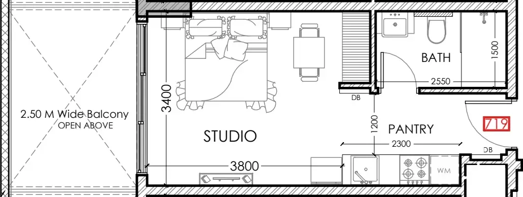 Al Haseen Residences 5 Studio floor plan, 373 sqft