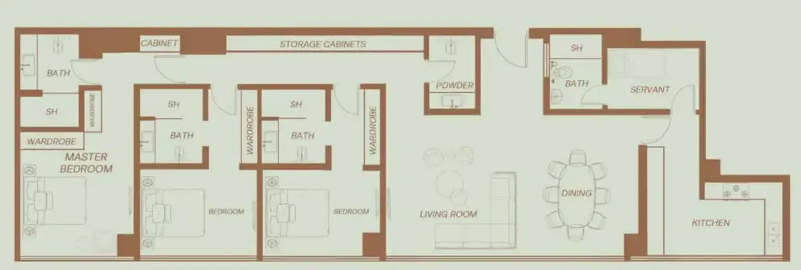 Eden House The Park 3 bed floor plan, 2,649 sqft