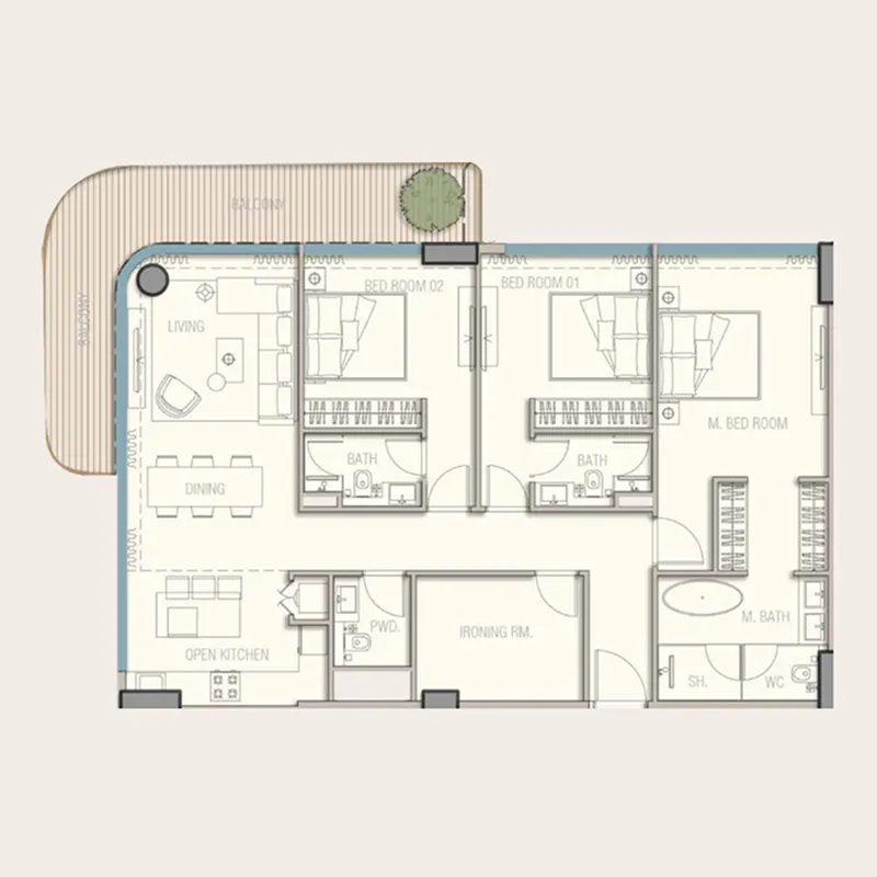 Aquora by Casa Vista Development 3 bed floor plan, 1,635 – 2,026 sqft