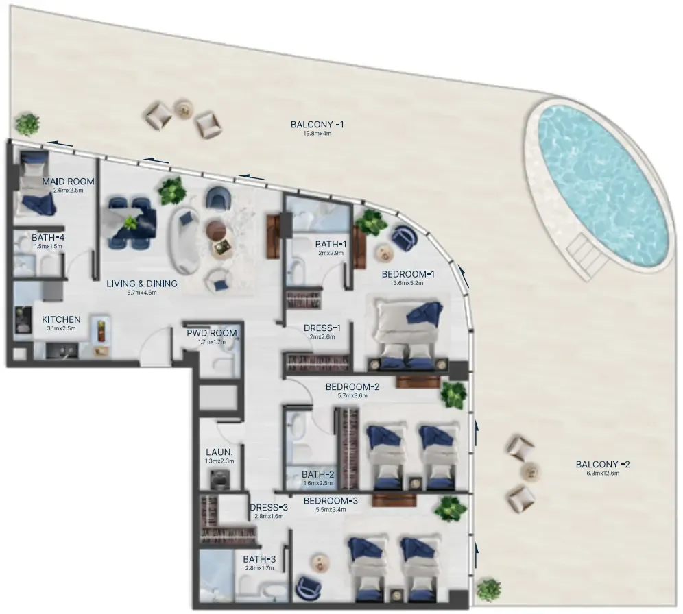 Acacia by BNW Developments 3 bed floor plan, 3,261 sqft