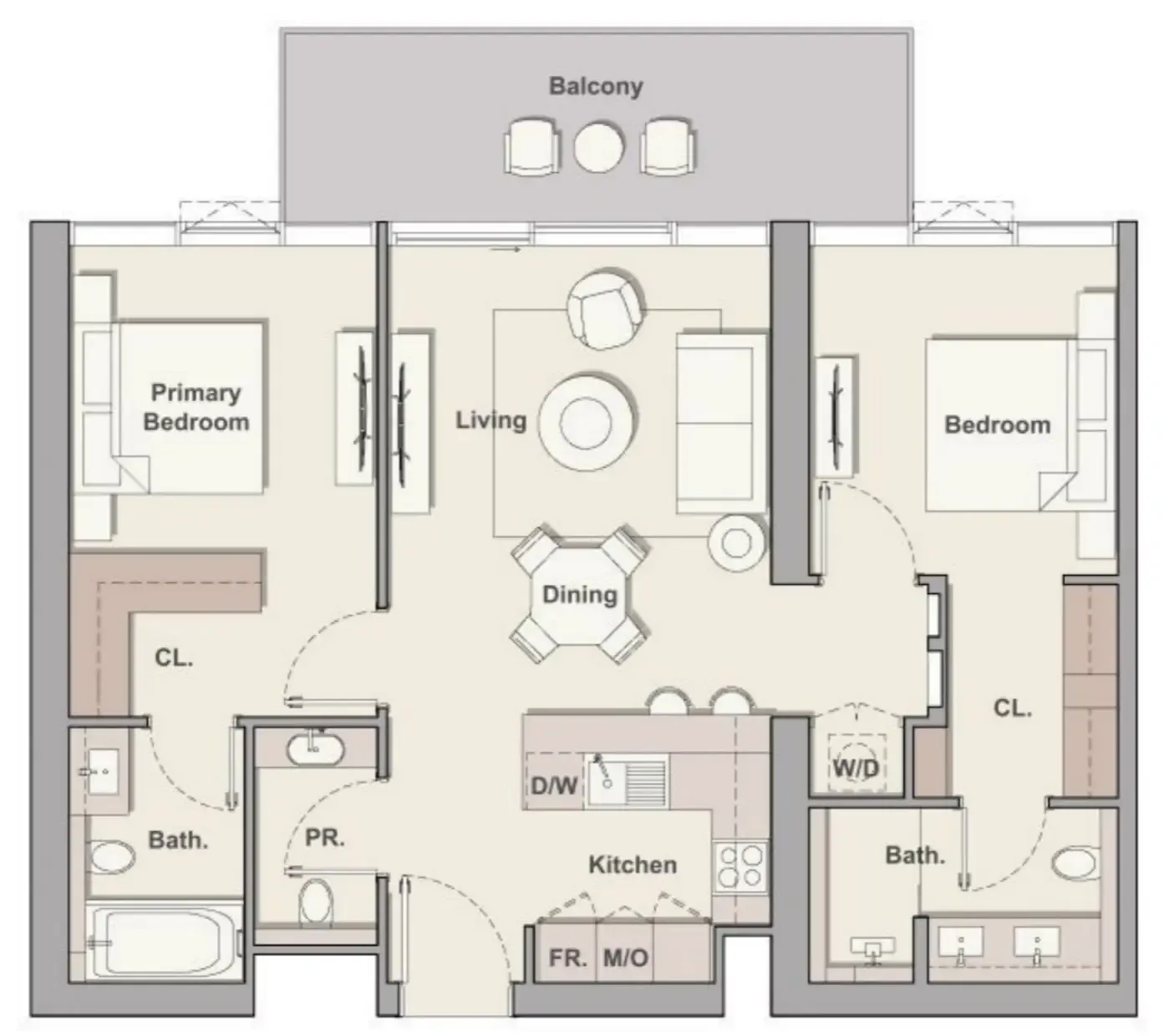 Soto Grande 2 bed floor plan, 1,111 sqft