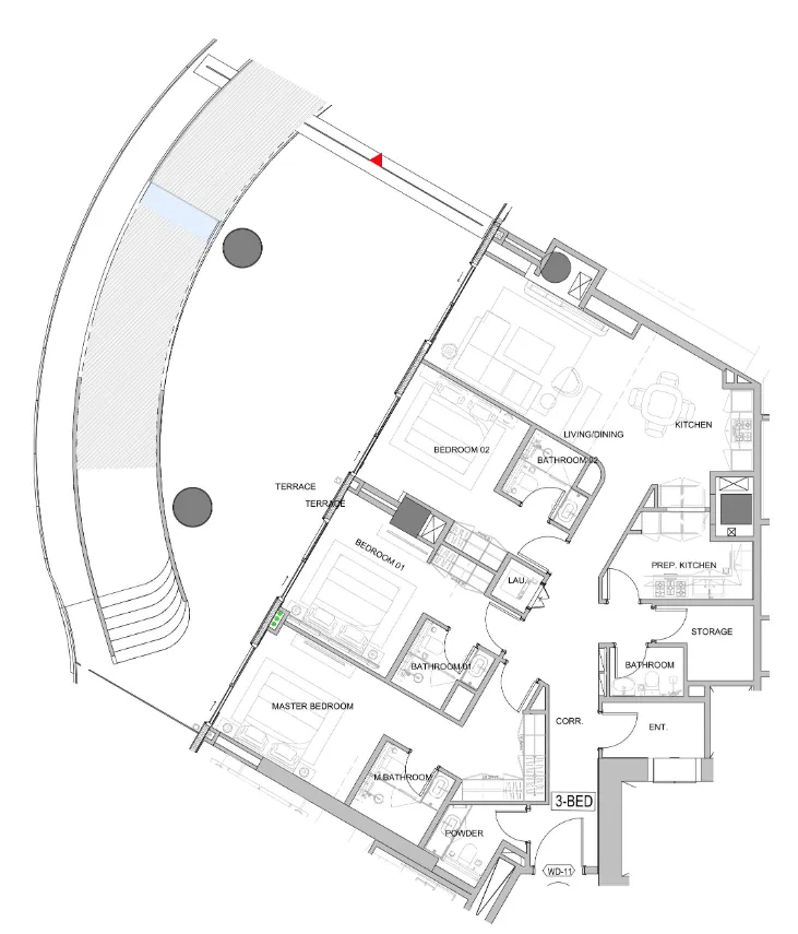 Damac Casa 3 bed floor plan, 2,979 sqft