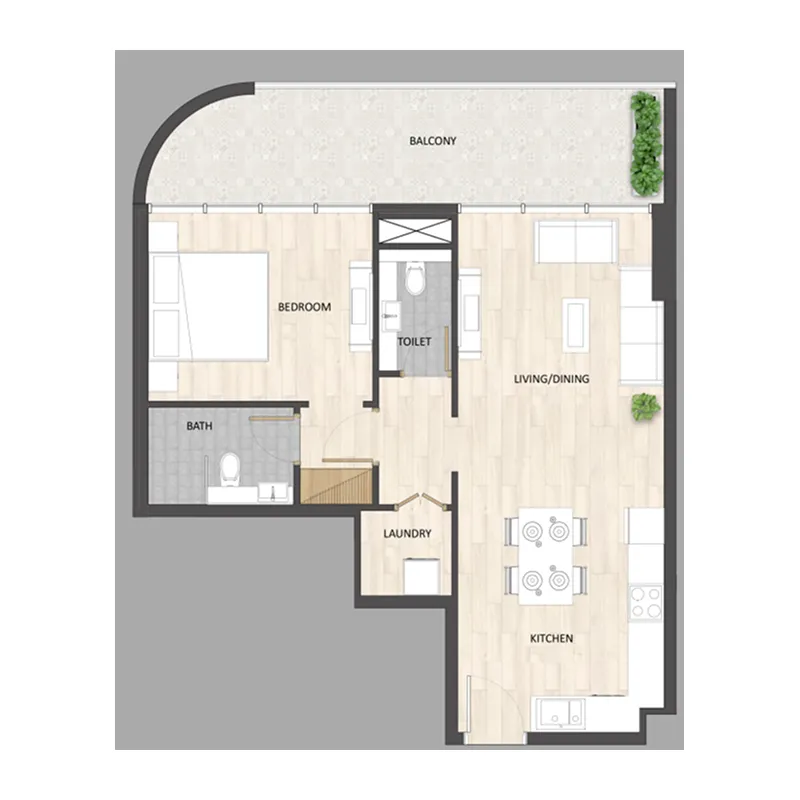Barari Palace 1 bed floor plan, 802 sqft