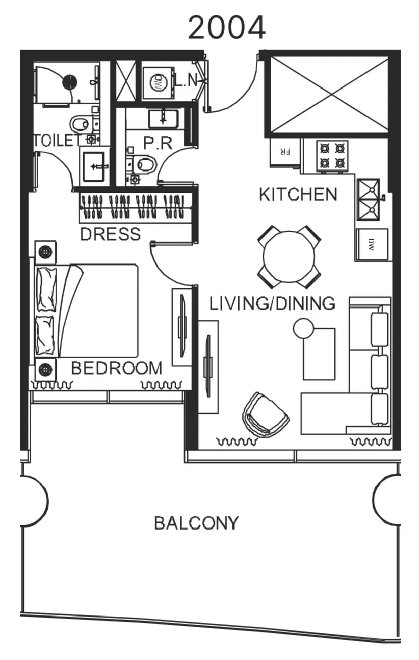 The WOW Tower 1 bed floor plan, 821 sqft