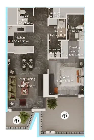 Bab Al Qasr Garden Residences 65 1 bed floor plan, 867 sqft